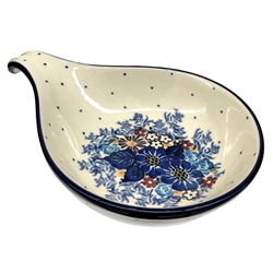 Polish Pottery 7" Condiment Dish. Hand made in Poland. Pattern U4654 designed by Maria Starzyk.