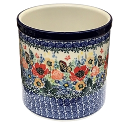 Polish Pottery 6" Utensil Holder. Hand made in Poland. Pattern U3741 designed by Maria Starzyk.