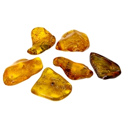 Genuine Baltic Amber cabochons each with a hole for stringing. Perfect for jewelry making.  Irregular shapes and sizes varying from .5 to 1" long
