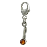 Sterling Silver And Amber Letter I Charm . Size is approx 1" x .25".