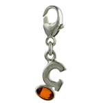 Sterling Silver And Amber Letter G Charm . Size is approx 1" x .25".