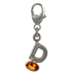 Sterling Silver And Amber Letter D Charm . Size is approx 1" x .25".".