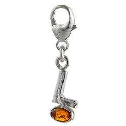 Sterling Silver And Amber Letter L Charm . Size is approx 1" x .25".