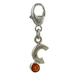 Sterling Silver And Amber Letter C Charm . Size is approx 1" x .25".