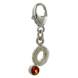 Sterling Silver And Amber Letter O Charm . Size is approx 1" x .25".