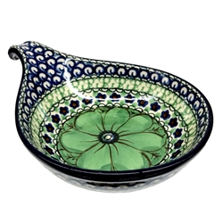 Polish Pottery 7" Condiment Dish. Hand made in Poland. Pattern U408A designed by Jacek Chyla.