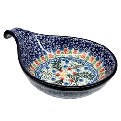 Polish Pottery 7" Condiment Dish. Hand made in Poland. Pattern U4174 designed by Jolanta Okraska.