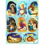 Set of 8 Religious Christmas stickers some with Polish themes. Sheet size is 6.25" x 4.5"