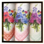 Polish Floral Handkerchiefs Floral Motif III - Box Set of 3