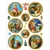 Set of 8 Religious Christmas stickers. Sheet size is 6.25" x 4.5"