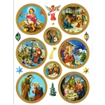 Set of 8 Religious Christmas stickers. Sheet size is 6.25" x 4.5"
