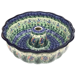 Polish Pottery 10.5" Bundt Cake Pan. Hand made in Poland. Pattern U4332 designed by Krystyna Dacyszyn.