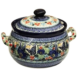 Polish Pottery 11" Soup Tureen. Hand made in Poland. Pattern U4087 designed by Teresa Liana.