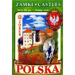 Beautiful deck of 55 playing cards made in Krakow, Poland on professional card stock paper and plastic coated. Features castles in Poland each described in 6 languages, Polish, English, German, French, Russian and Italian.
