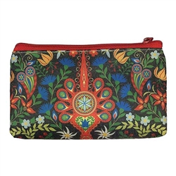 Darling little purse decorated with a Polish mountain floral design. 100% polyester and plastic lined. Made in Poland.