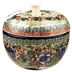 Polish Pottery 5" Apple Baker. Hand made in Poland. Pattern U4374 designed by Teresa Liana.