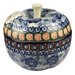 Polish Pottery 5" Apple Baker. Hand made in Poland. Pattern U57A designed by Anna Pasierbiewicz.