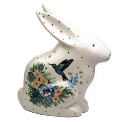 Polish Pottery 5" Rabbit Figurine. Hand made in Poland. Pattern U3271 designed by Teresa Liana.