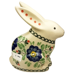Polish Pottery 5" Rabbit Figurine. Hand made in Poland. Pattern U440 designed by Ewa Tubaj.