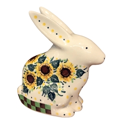 Polish Pottery 5" Rabbit Figurine. Hand made in Poland. Pattern U4740 designed by Teresa Liana.