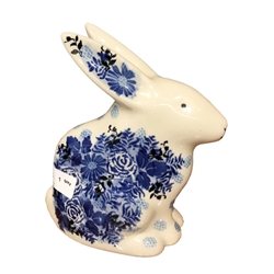 Polish Pottery 5" Rabbit Figurine. Hand made in Poland. Pattern U4646 designed by Maria Starzyk.