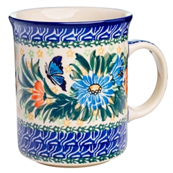 Polish Pottery 20 oz. Everyday Mug. Hand made in Poland. Pattern U2555 designed by Krystyna Deptula.