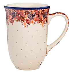 Polish Pottery 17 oz. Bistro Mug. Hand made in Poland. Pattern U4650 designed by Teresa Liana.