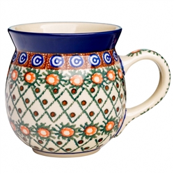 Polish Pottery 16 oz. Bubble Mug. Hand made in Poland. Pattern U42 designed by Anna Pasierbiewicz.