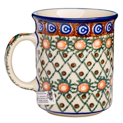 Polish Pottery 8 oz. Everyday Mug. Hand made in Poland. Pattern U42 designed by Anna Pasierbiewicz.