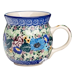 Polish Pottery 6 oz. Bubble Mug. Hand made in Poland. Pattern U4567 designed by Maria Starzyk.