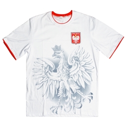 Display your Polish heritage with this very stylish Polish Eagle t-shirt. Features the Polish flag on each sleeve and the word Polska on the back of the shirt.
Polska on the back. 100% Cotton. Made In Poland