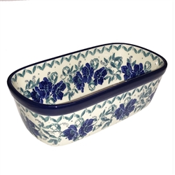 Polish Pottery 7" Loaf Pan. Hand made in Poland and artist initialed.