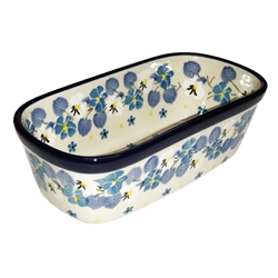 Polish Pottery 7" Loaf Pan. Hand made in Poland and artist initialed.