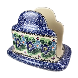 Polish Pottery 6.5" Napkin Holder. Hand made in Poland. Pattern U1810 designed by Danuta Skiba.