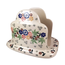 Polish Pottery 6.5" Napkin Holder. Hand made in Poland. Pattern U4914 designed by Maria Starzyk.