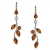 Honey Amber Leaves Earrings. Size Approx 2" x .5".
Amber is soft, only slightly harder than talc, and should be treated with care.