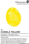 Non-edible chemical dye. This nice bright "Canola Yellow" pysanka dye covers well and does not have an oily feel. Canola Yellow is often the first dye colour used on a pysanka.