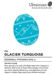 Non-edible chemical dye. Glacier Turquoise is a fabulous eggshell dye colour worth using. This is one of my favourite dye colours and I often use this as a one colour pysanka but the coolness of this colour would also look great with Canola Yellow, Okanag