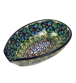 Polish Pottery 5" Spoon Rest. Hand made in Poland. Pattern U151 designed by Maryla Iwicka.