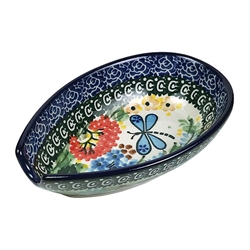 Polish Pottery 5" Spoon Rest. Hand made in Poland. Pattern U2021 designed by Teresa Liana.