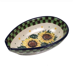 Polish Pottery 5" Spoon Rest. Hand made in Poland. Pattern U4740 designed by Teresa Liana.