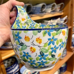 Polish Pottery 14 oz. Soup Bowl with Handle. Hand made in Poland. Pattern U4902 designed by Teresa Liana.