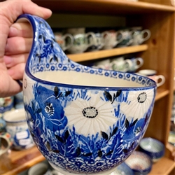 Polish Pottery 14 oz. Soup Bowl with Handle. Hand made in Poland. Pattern U4923 designed by Maria Starzyk.