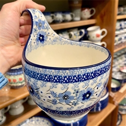 Polish Pottery 14 oz. Soup Bowl with Handle. Hand made in Poland. Pattern U4798 designed by Teresa Liana.