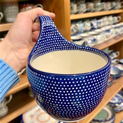 Polish Pottery 14 oz. Soup Bowl with Handle. Hand made in Poland. Pattern U1123 designed by Maria Ciszewska.