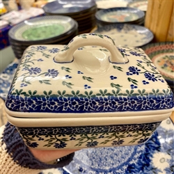 Polish Pottery 5.5" Butter Box. Hand made in Poland and artist initialed.