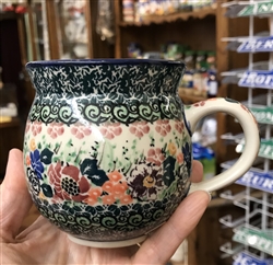 Polish Pottery 11 oz. Bubble Mug. Hand made in Poland. Pattern U4418 designed by Maria Starzyk.