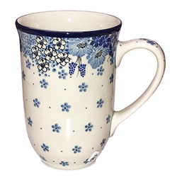 Polish Pottery 17 oz. Bistro Mug. Hand made in Poland. Pattern U4657 designed by Teresa Liana.