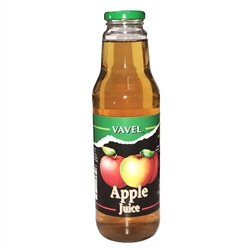 Natural 100% apple juice from Poland in a glass bottle.