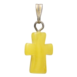 Mini Baltic  Custard Amber Cross Pendant .75"